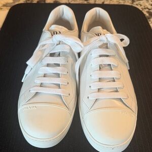Prada Classic White Lace-Up Sneakers